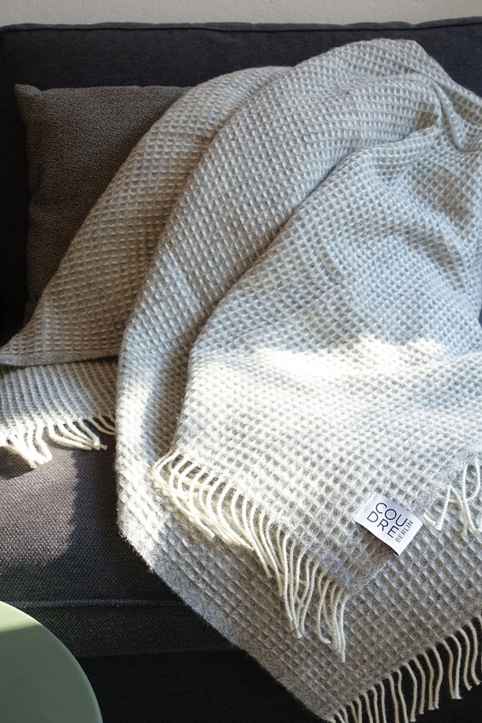 Wool blanket herringbone limestone