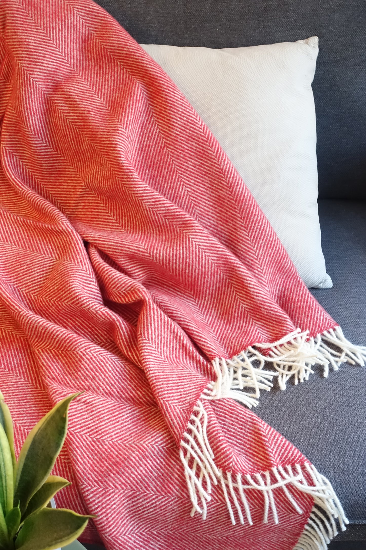 Wool blanket / cozy blanket herringbone brick ltd.
