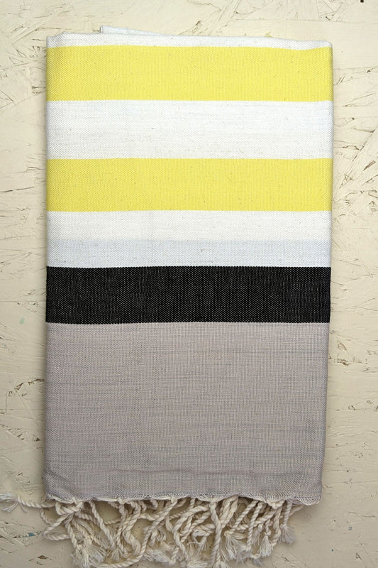Hamam Blanket beige yellow black striped