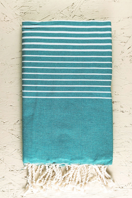 Hamam Blanket gradient stripe lagoon turquoise