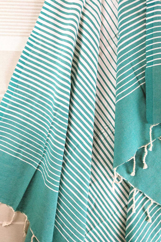 Hamam Blanket gradient stripe lagoon turquoise