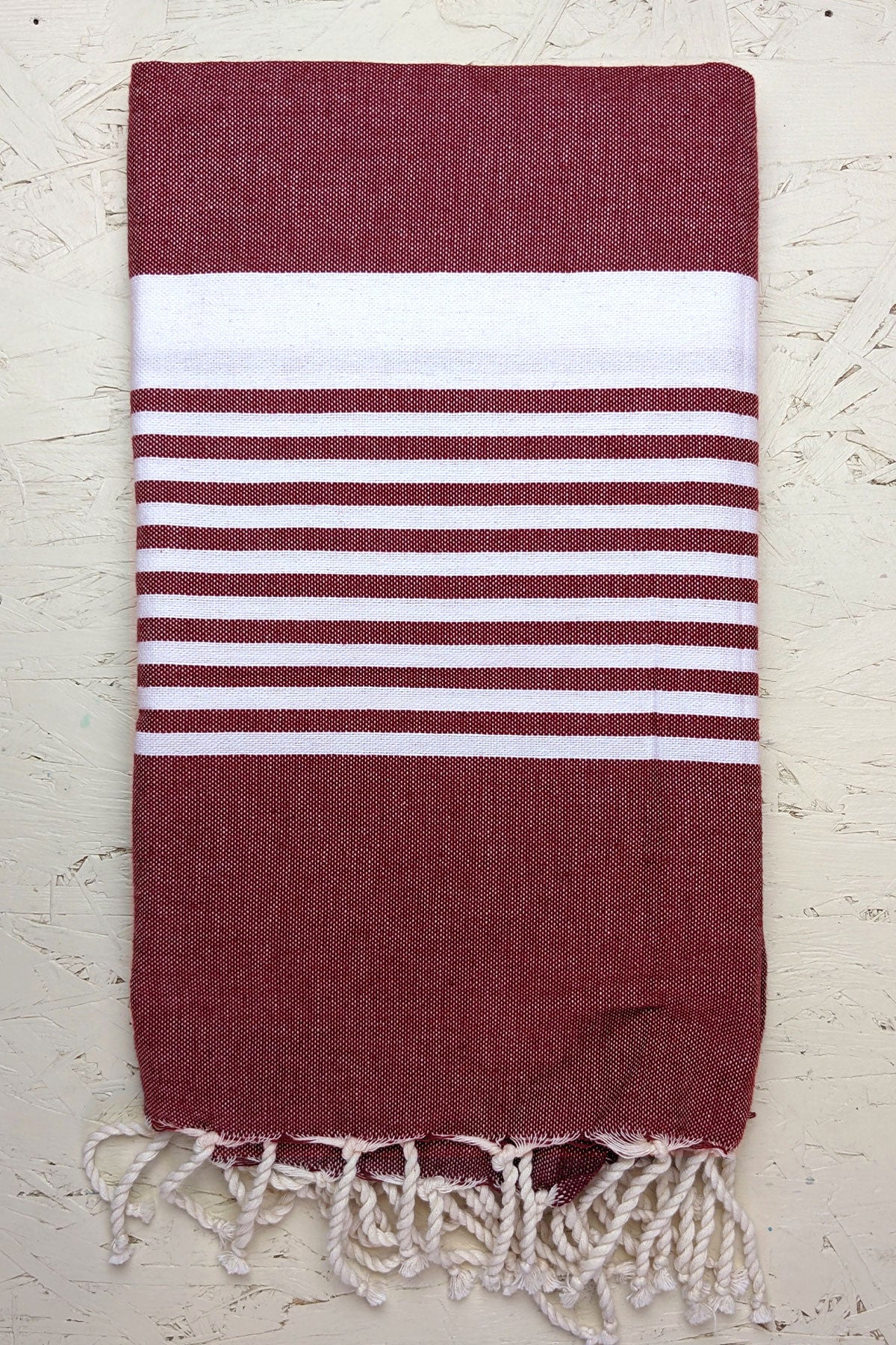 Hamam Blanket traditional stripe burgundy red
