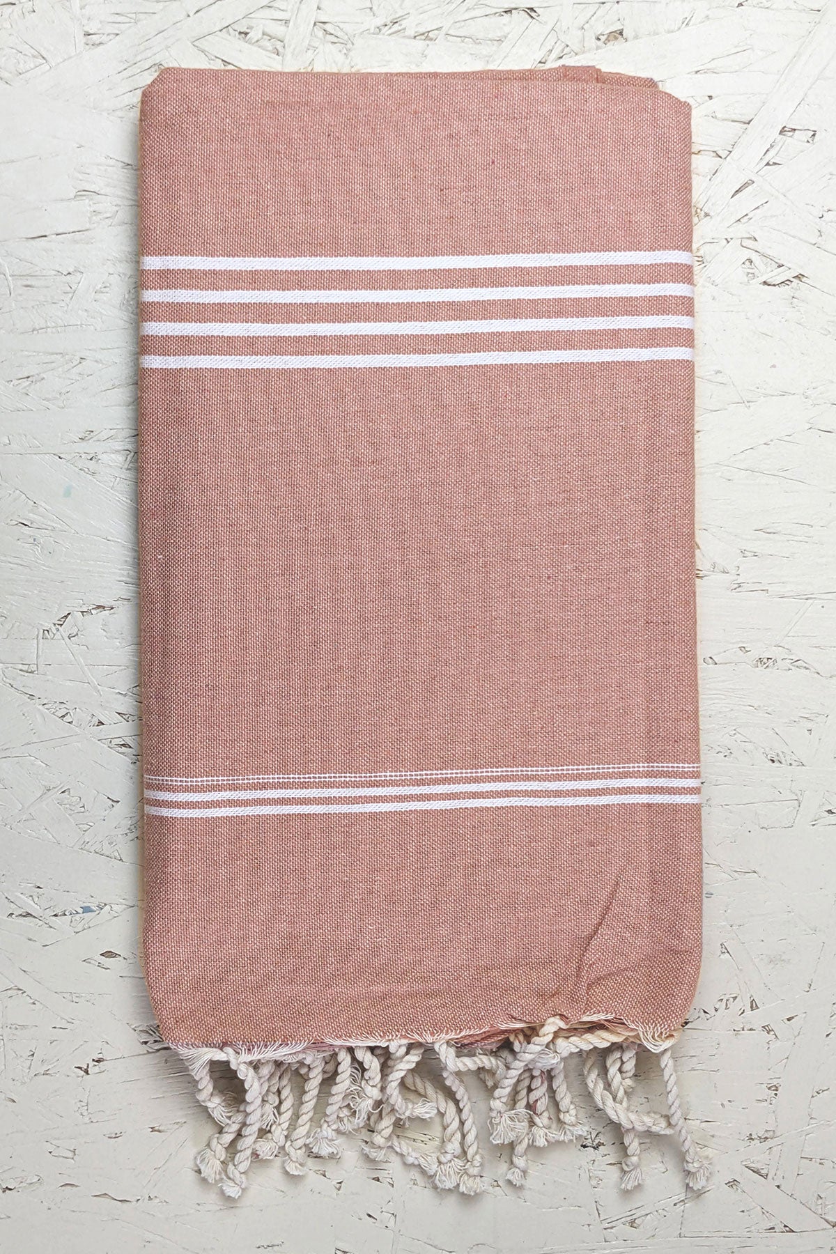 Hamam Blanket tunisian stripe dusty rose