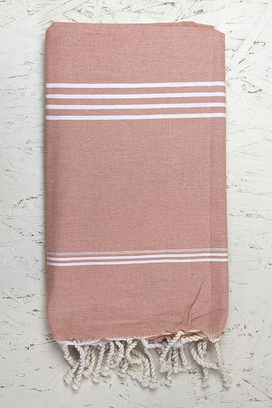 Hamam Blanket tunisian stripe dusty rose