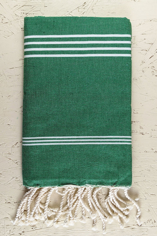 Hamam Blanket tunisian stripe green
