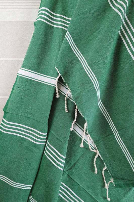 Hamam Blanket tunisian stripe green