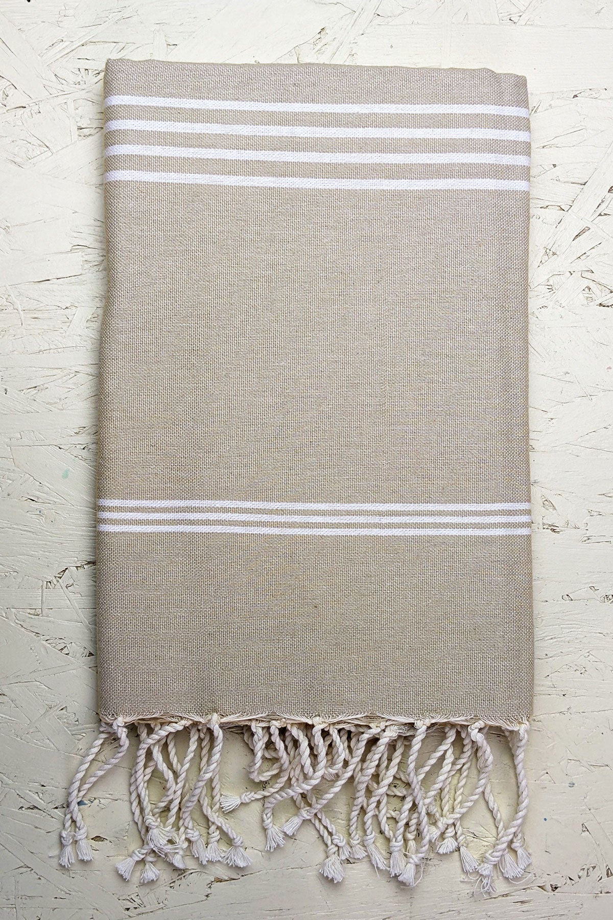 Hamam Blanket tunisian stripe sand beige