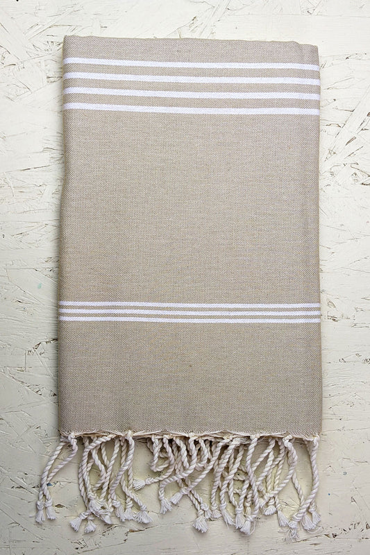 Hamam Blanket tunisian stripe sand beige