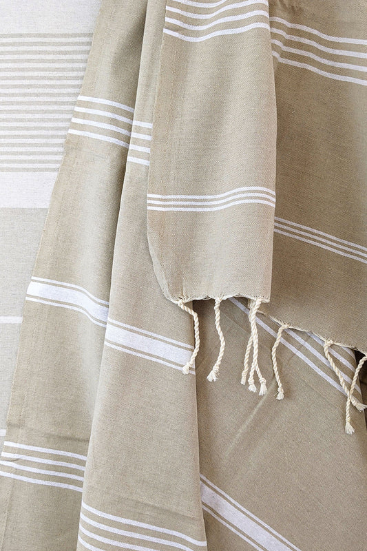 Hamam Blanket tunisian stripe sand beige