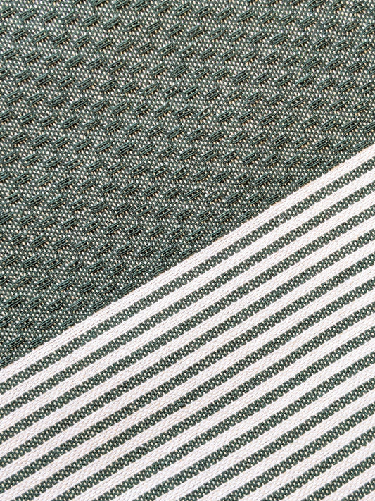 Hamam Blanket forest green honeycomb striped
