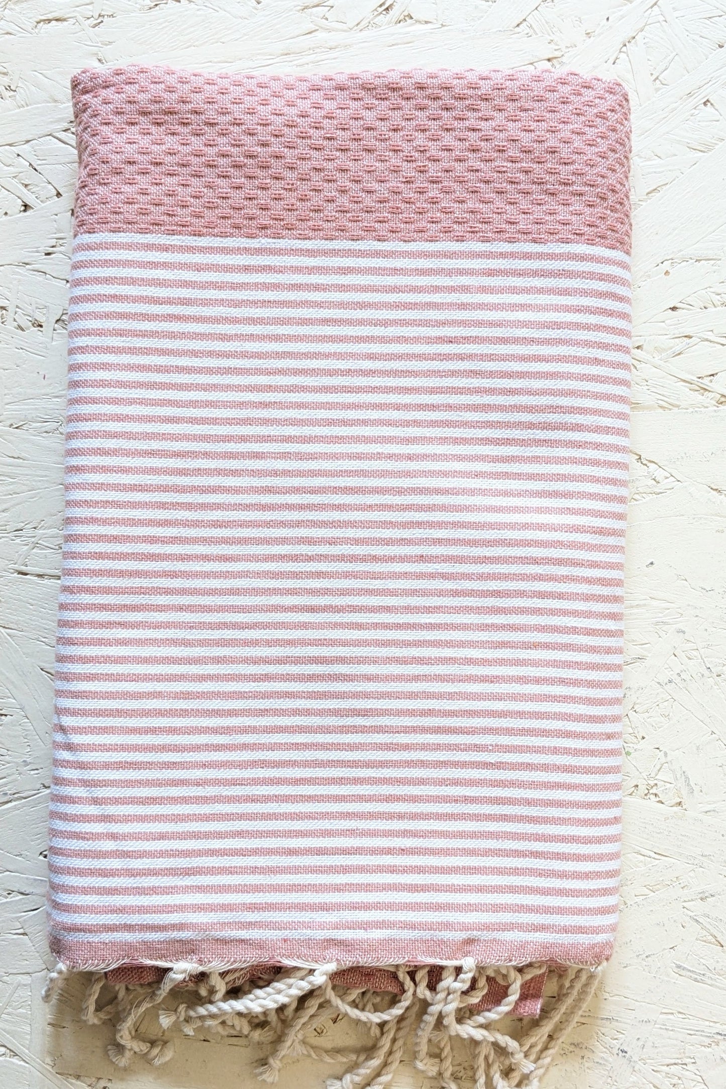 Hamam Blanket dusty rose honeycomb striped