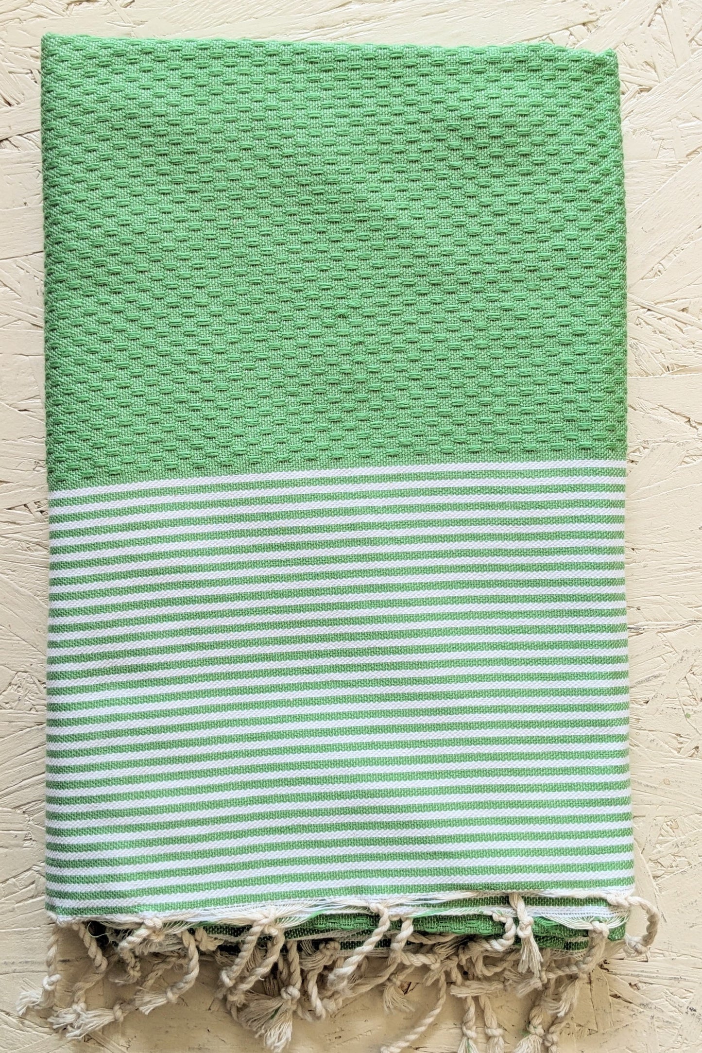 Hamam Blanket apple green honeycomb striped