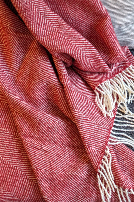Wool blanket / cozy blanket herringbone brick ltd.