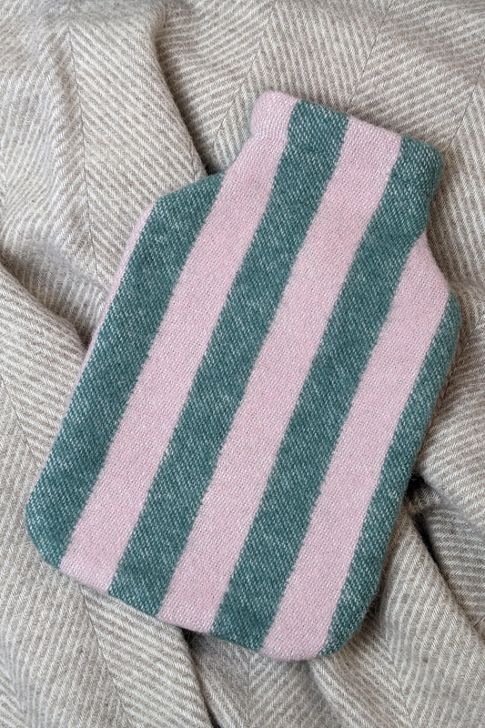 Wärmflaschenbezug / hot water bottle cover STRIPES greenstone / rose