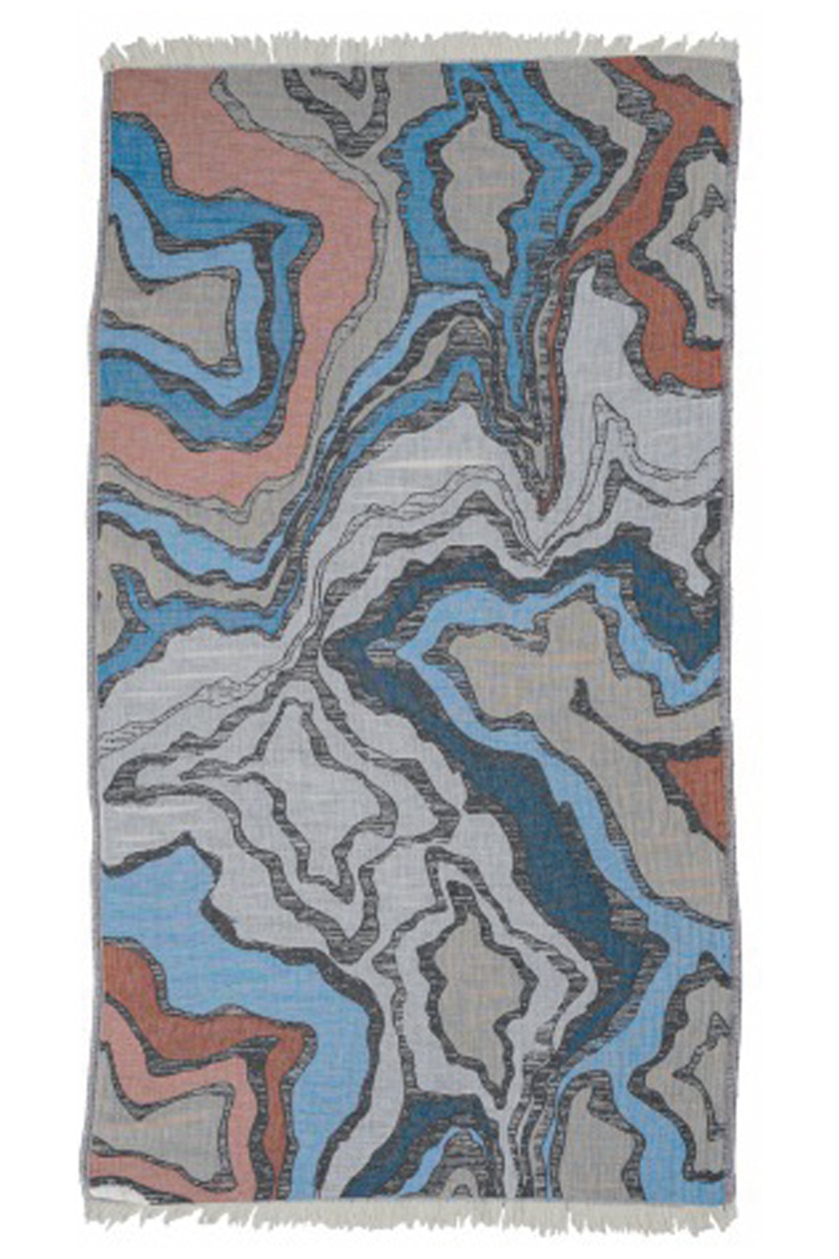 luxuriöses Badetuch reflections terracotta blue