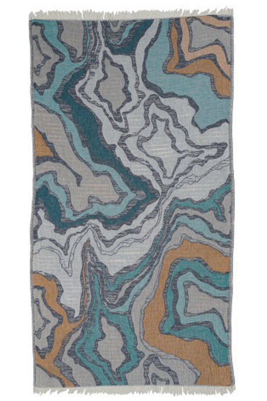 luxurious bath towel reflections turquoise ochre