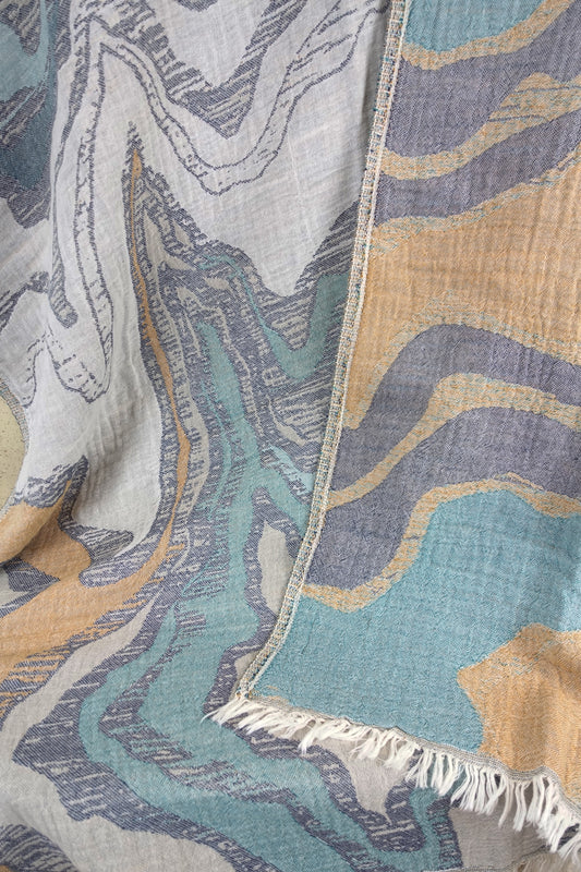 luxurious bath towel reflections turquoise ochre