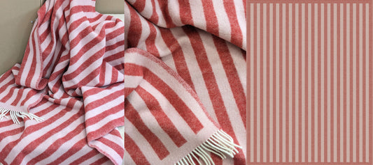 Wolldecke / Kuscheldecke STRIPES red / rose