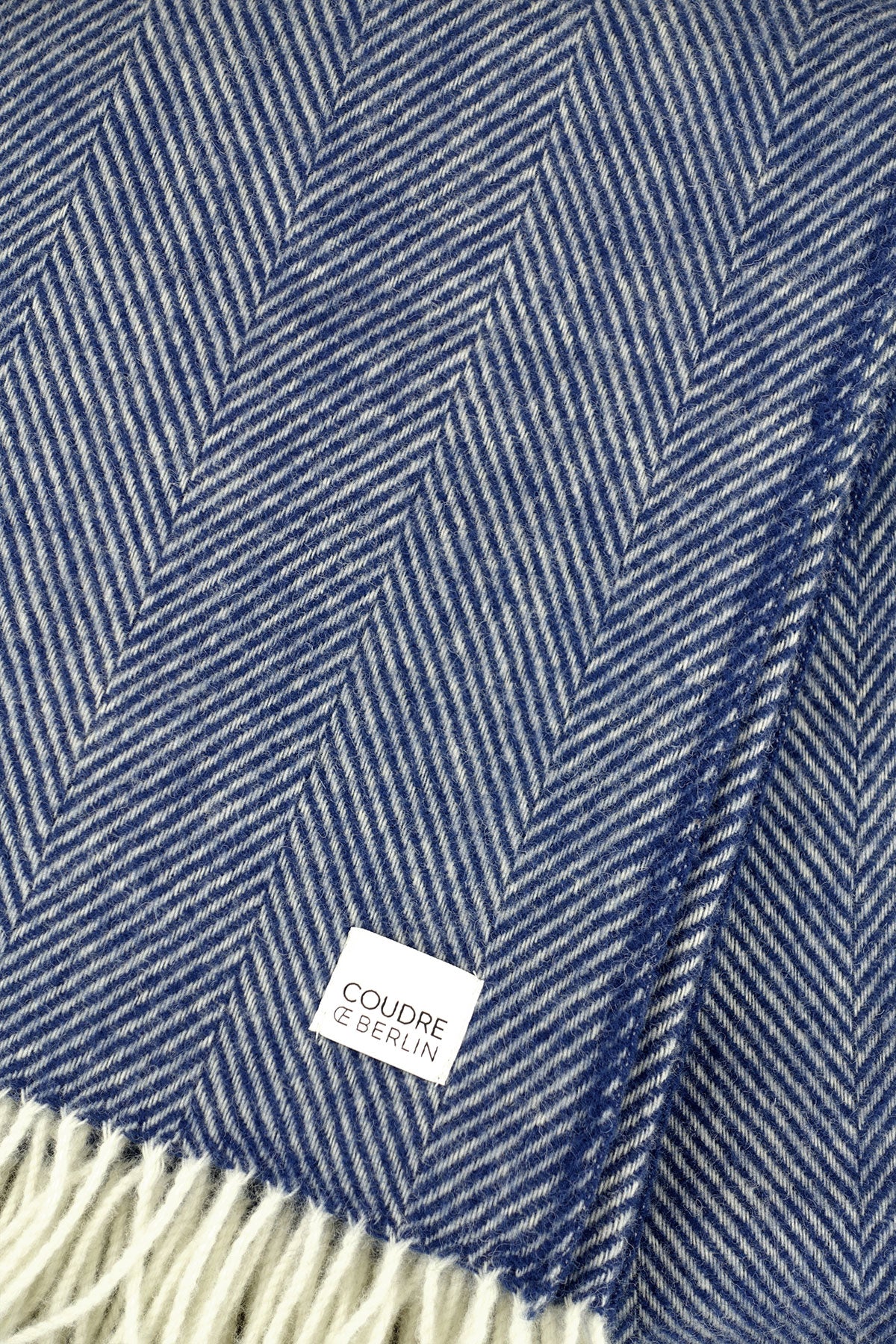 Wool blanket / cozy blanket herringbone baltic sea limited edition