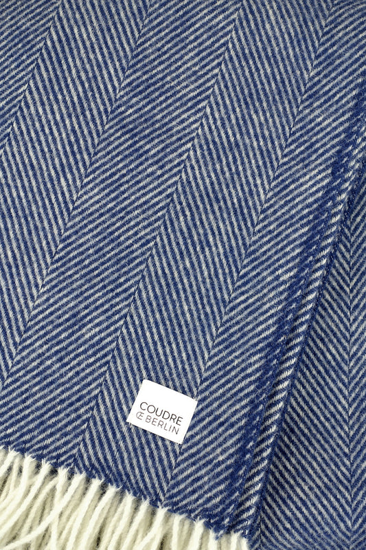 Wool blanket / cozy blanket herringbone baltic sea limited edition