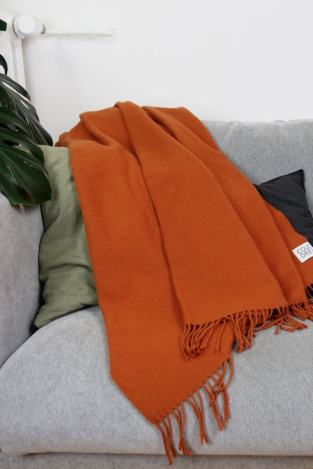 Wool blanket / cozy blanket mono terracotta
