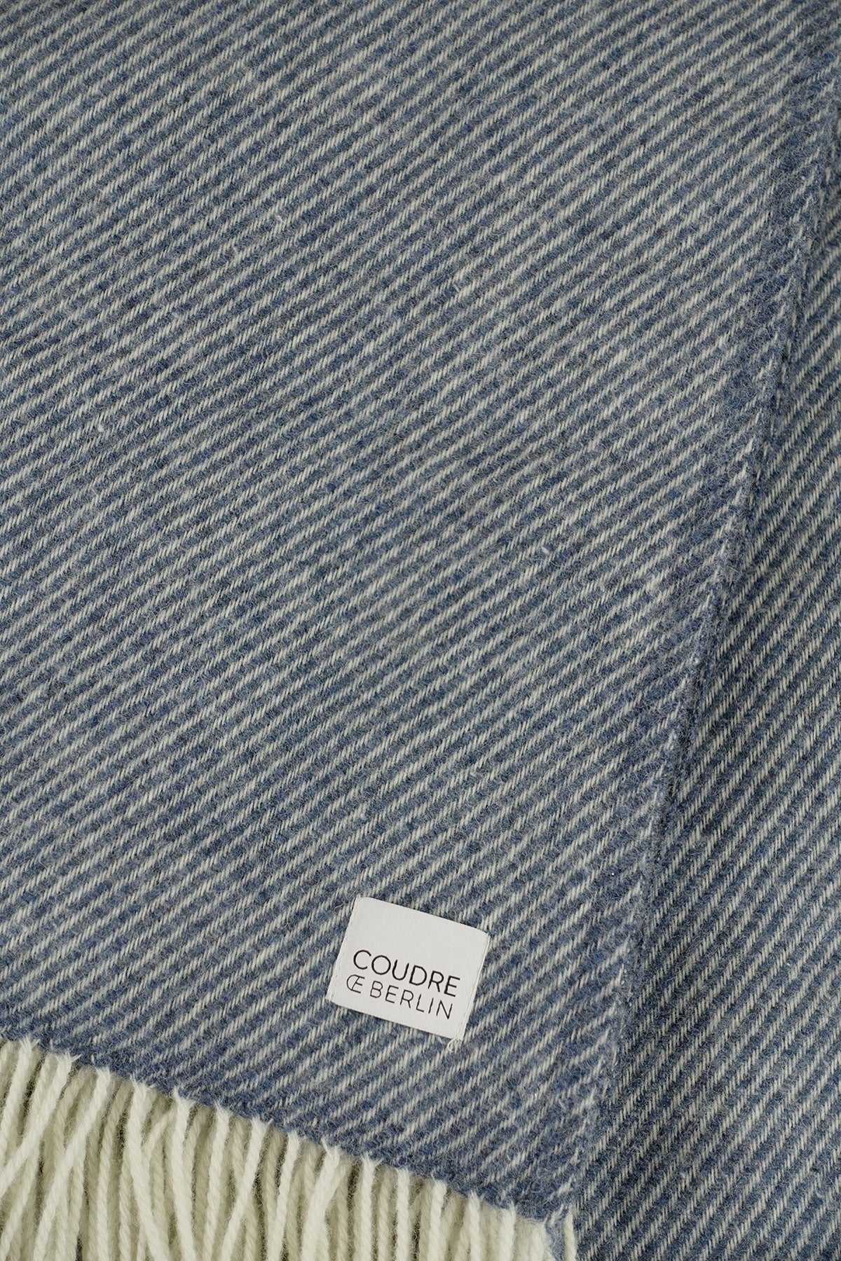 Wool blanket / cozy blanket twill light denim recycled wool