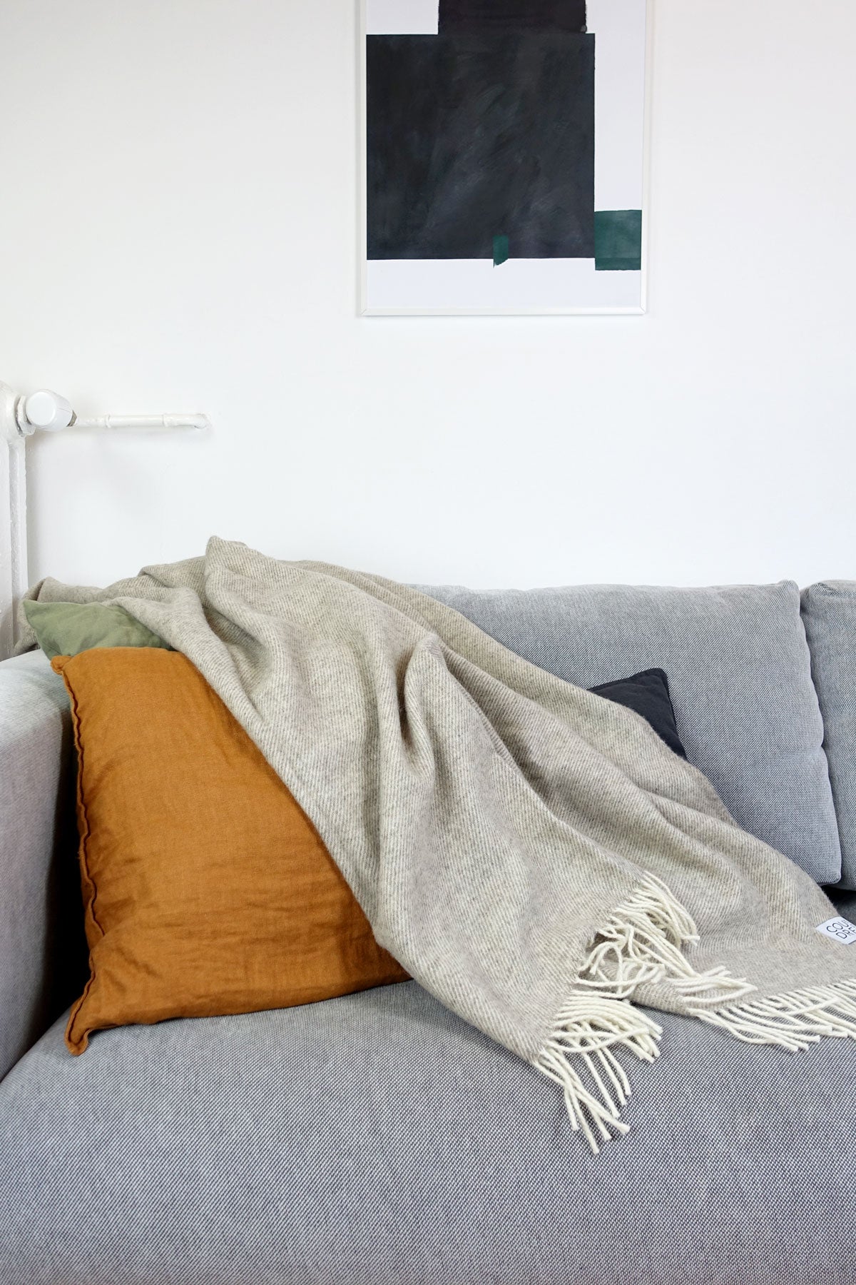 Wool blanket / cozy blanket plain limestone