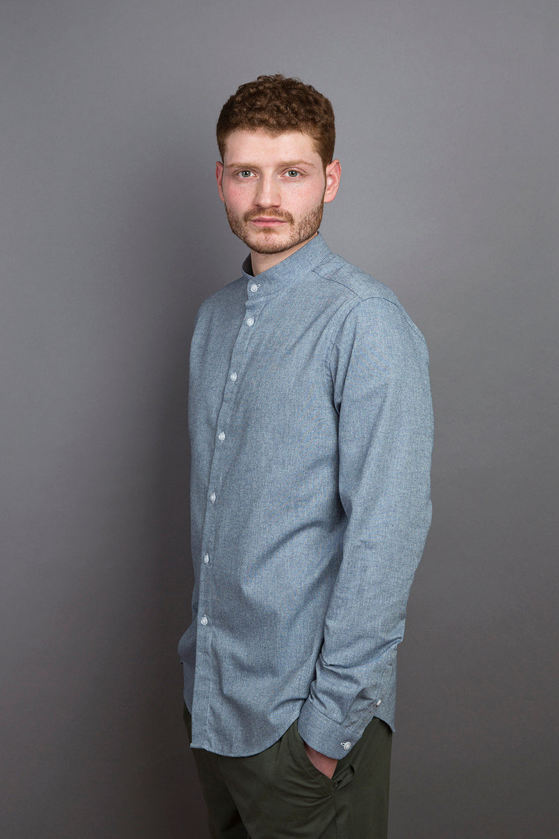Band Collar Shirt cloud - Coudre Berlin
