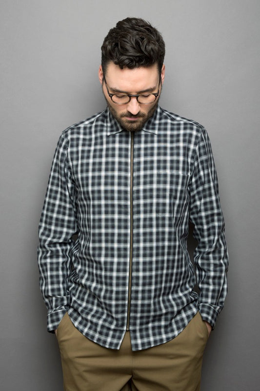 Zipper Shirt black checked - Coudre Berlin