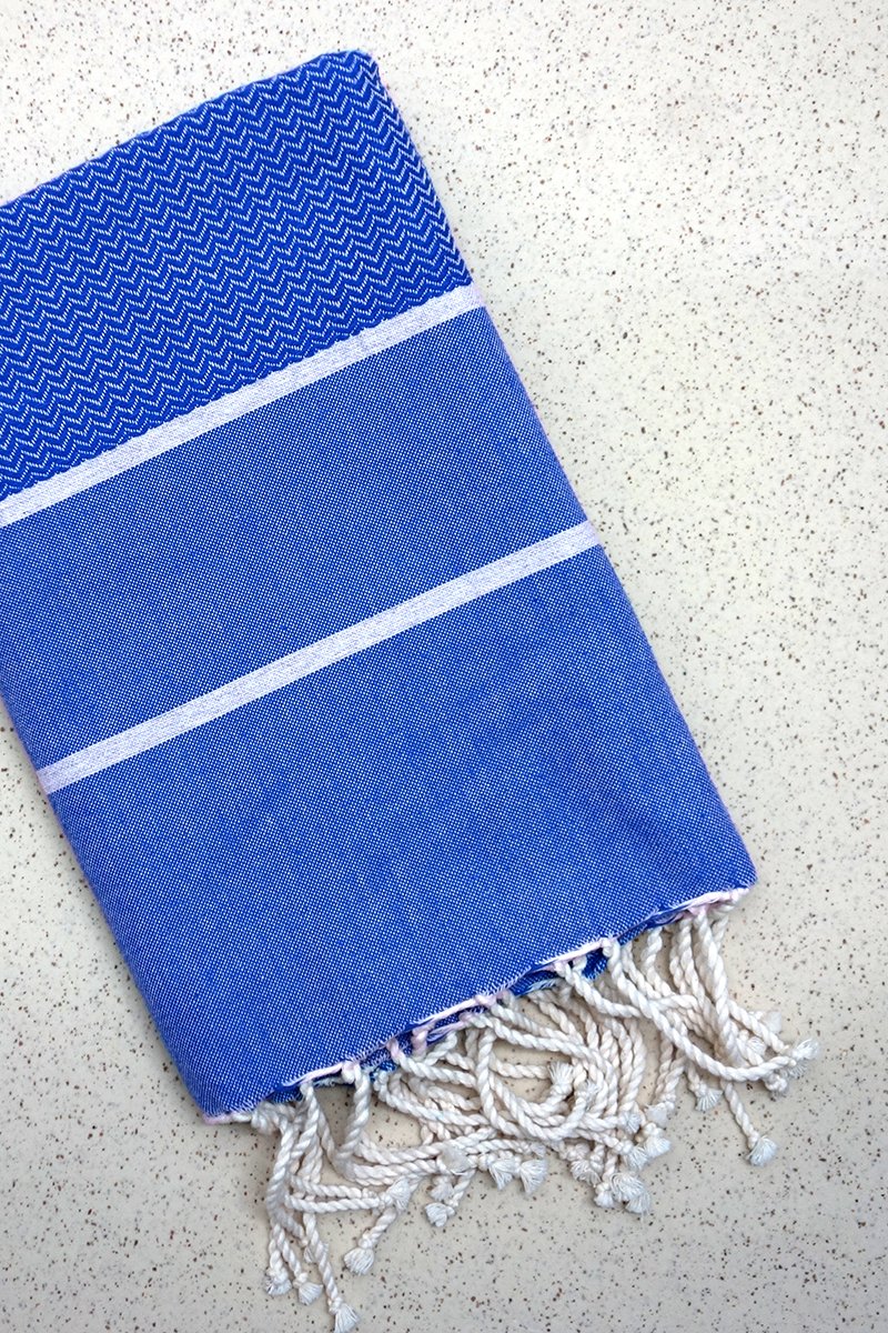 Hamam Blanket Wave Herringbone blue - Coudre Berlin