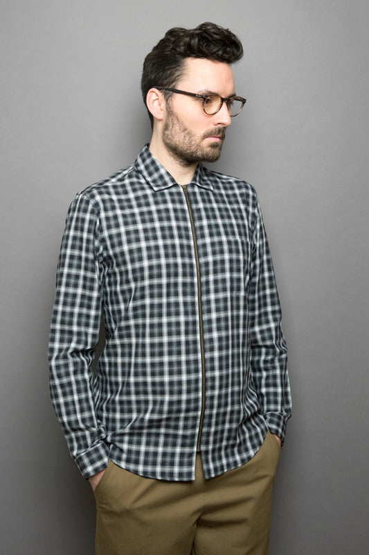 Zipper Shirt black checked - Coudre Berlin