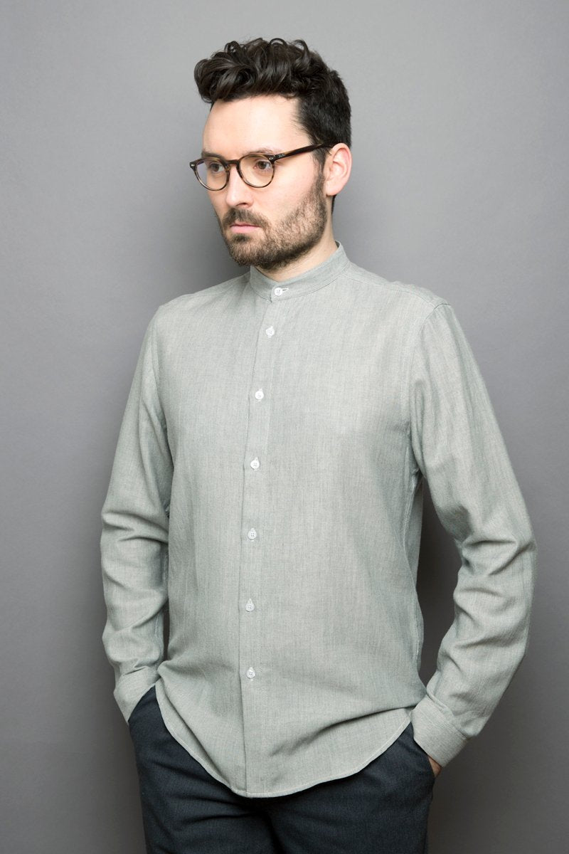Band Collar Shirt pebble - Coudre Berlin