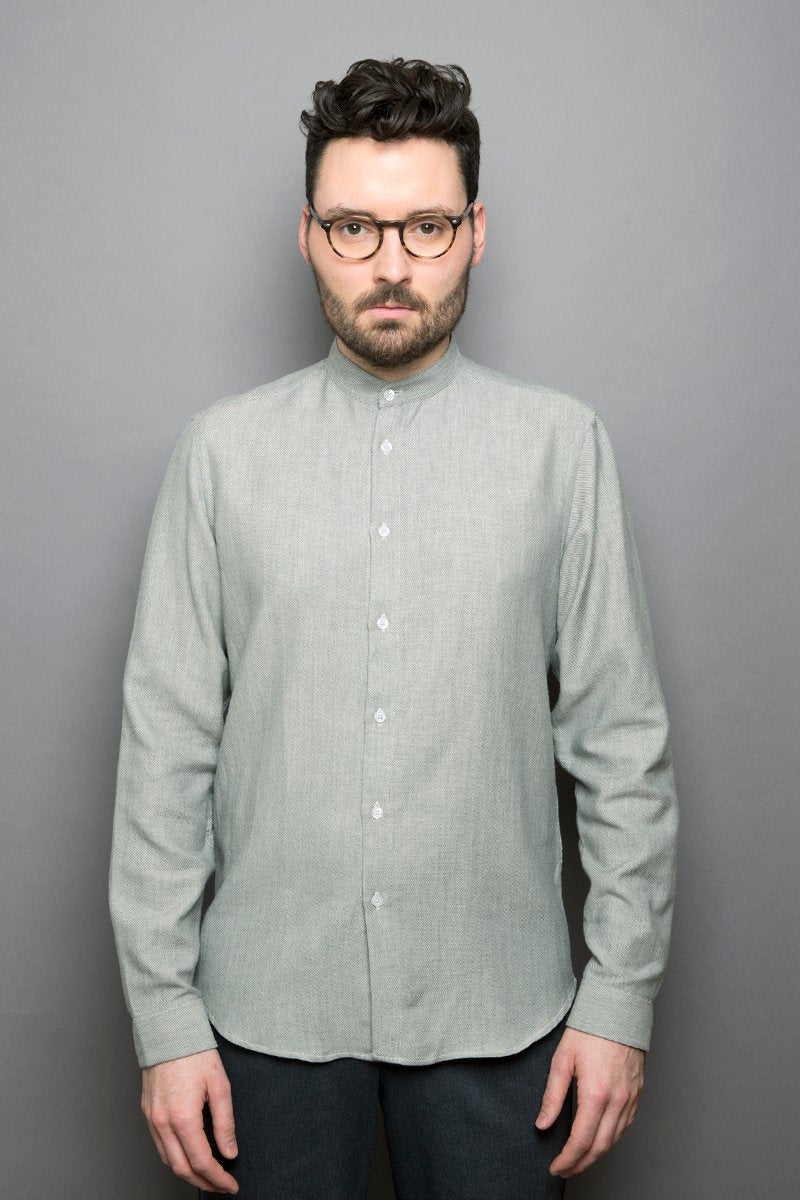 Band Collar Shirt pebble - Coudre Berlin