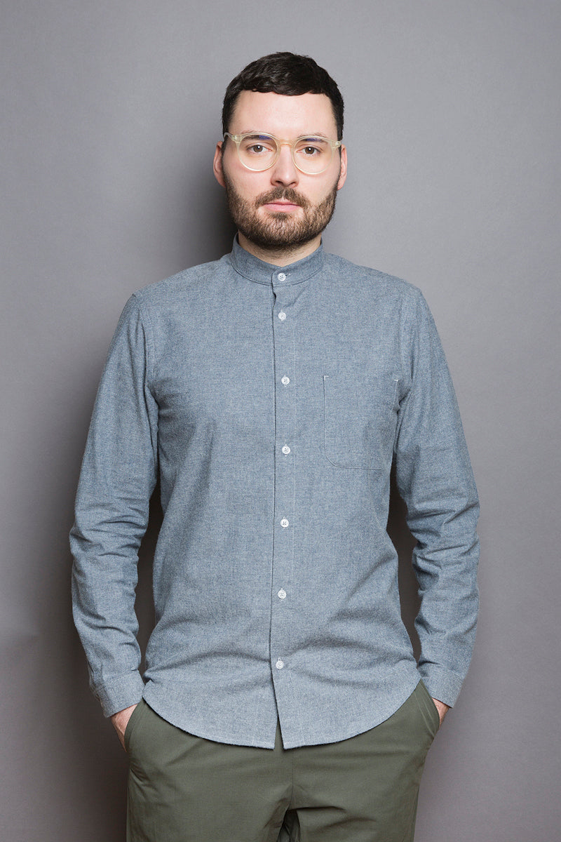 Band Collar Shirt winter sky - Coudre Berlin