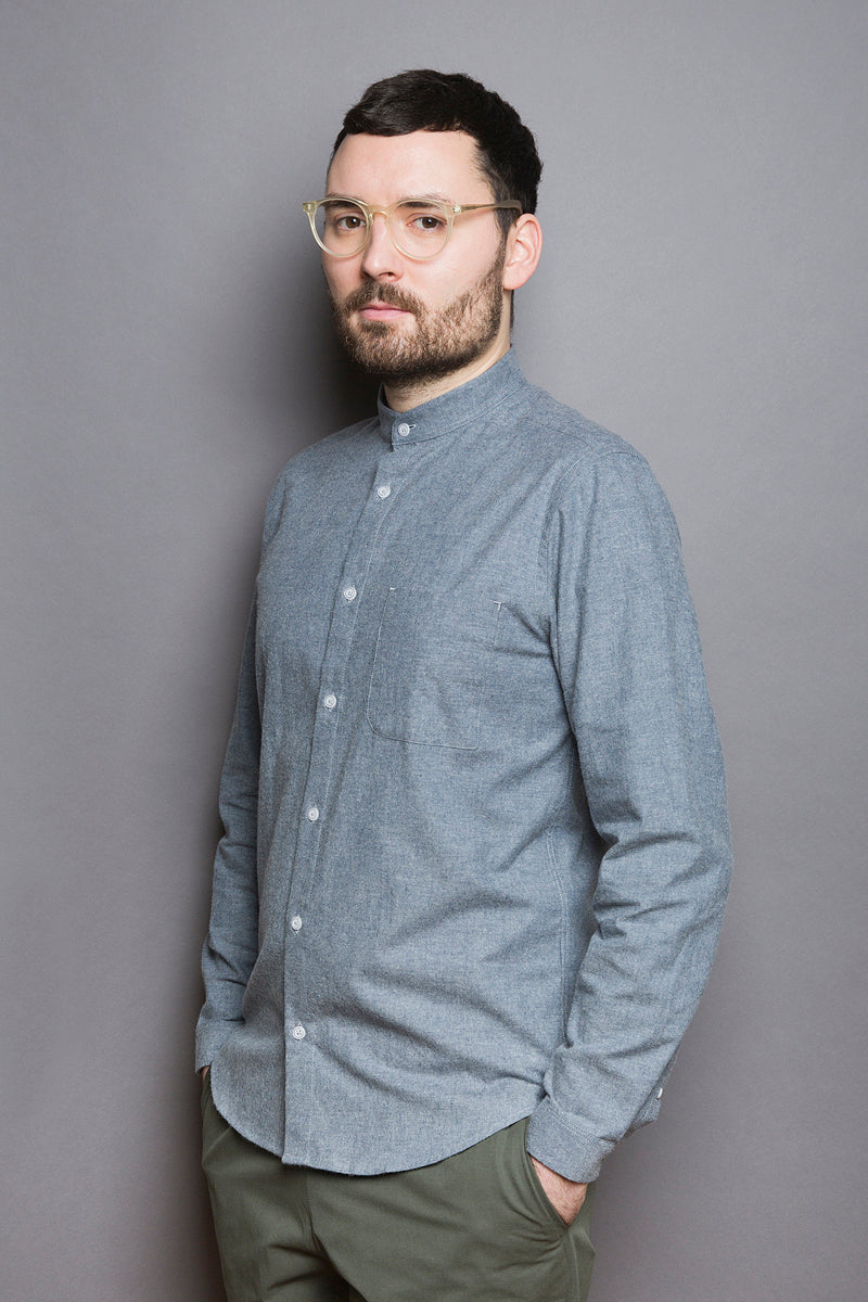 Band Collar Shirt winter sky - Coudre Berlin