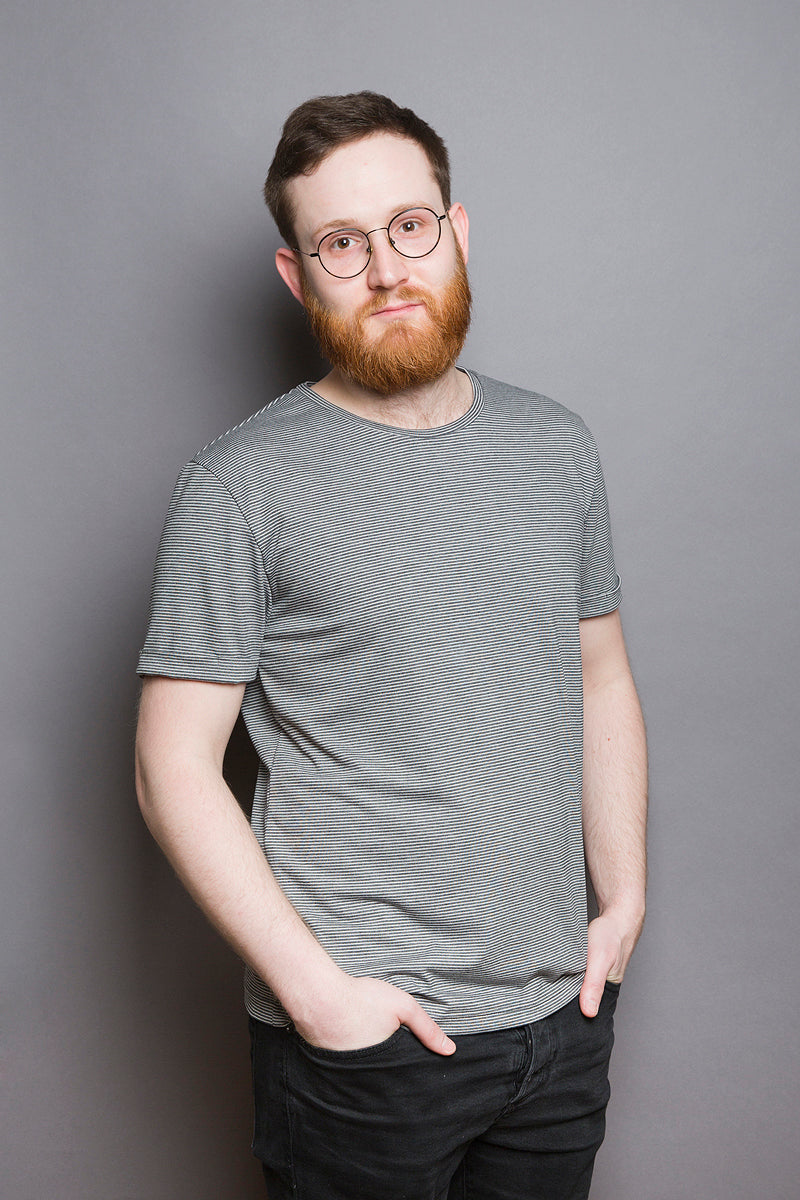 Rolled Sleeve Loose Fit T-Shirt striped - Coudre Berlin