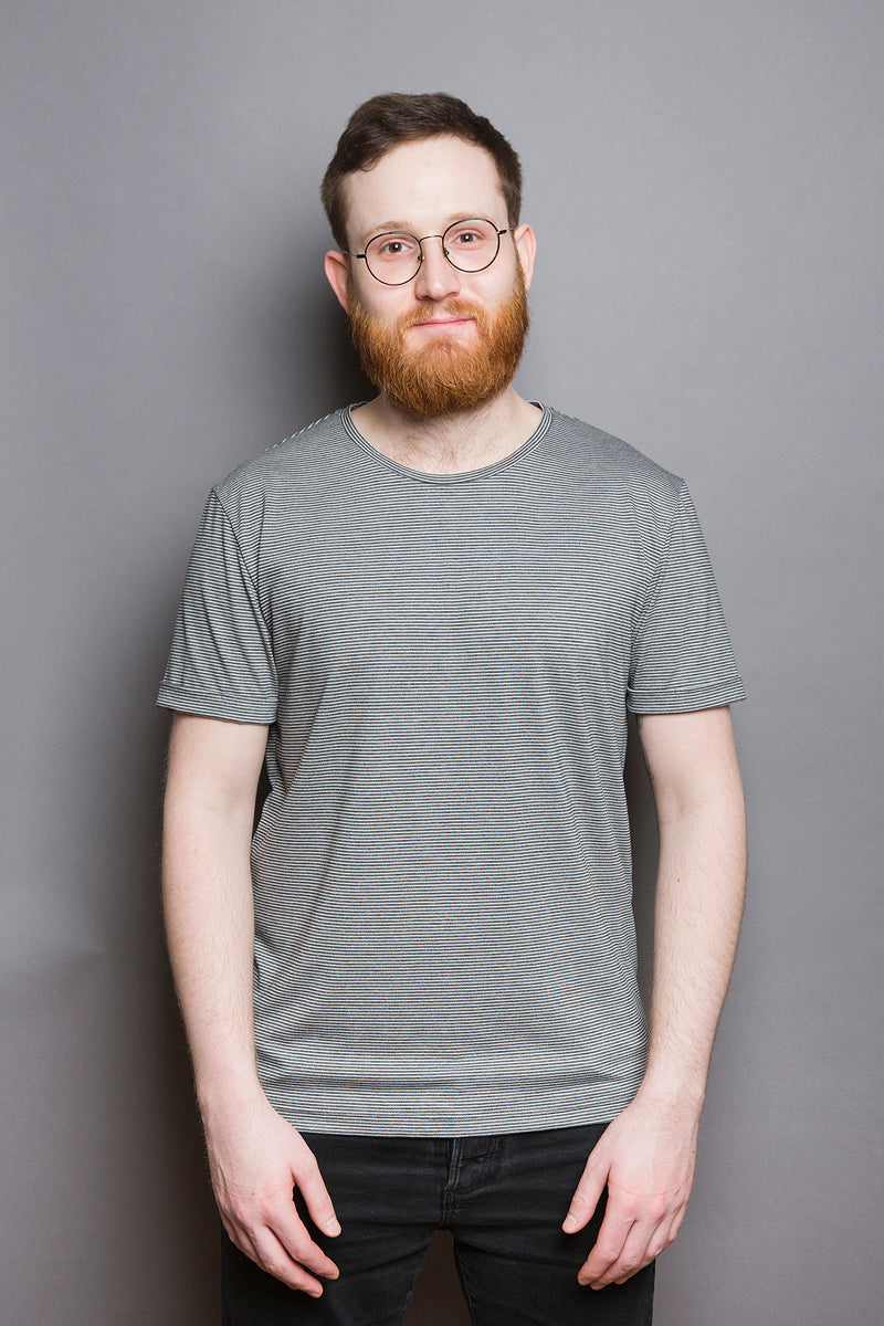 Rolled Sleeve Loose Fit T-Shirt striped - Coudre Berlin