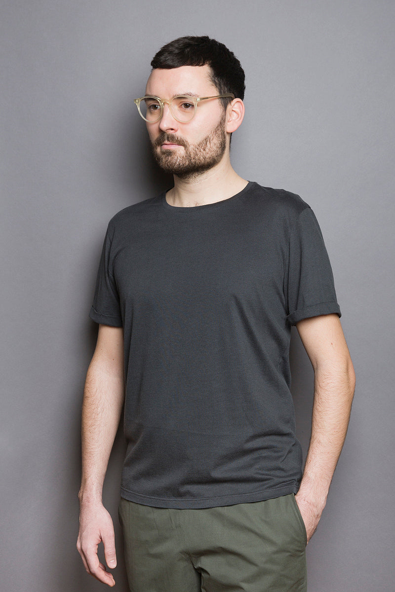 Rolled Sleeve Loose Fit T-Shirt dark pine - Coudre Berlin