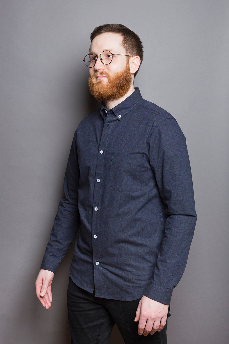 Button Down Shirt navy melange - Coudre Berlin