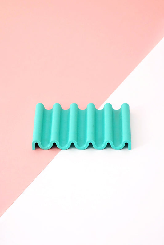 Seifenschale aus recyceltem PET / recycled PET soap dish caribbean teal onda - Coudre Berlin