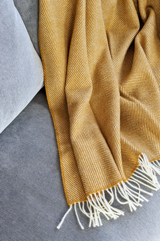 Wolldecke / Kuscheldecke herringbone amber - Coudre Berlin