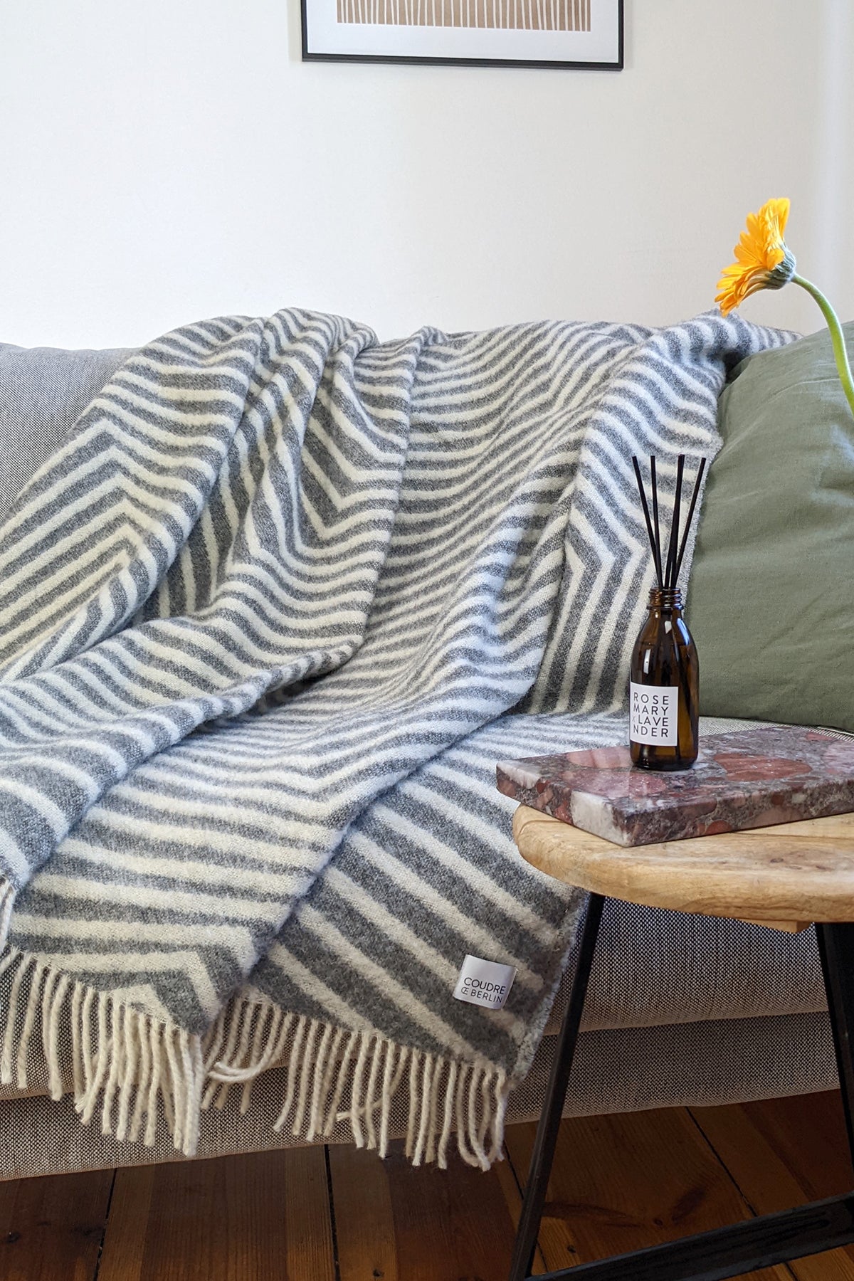 Wolldecke / Kuscheldecke leaves granite / COMMING SOON! ab Mitte Oktober verfügbar - Coudre Berlin