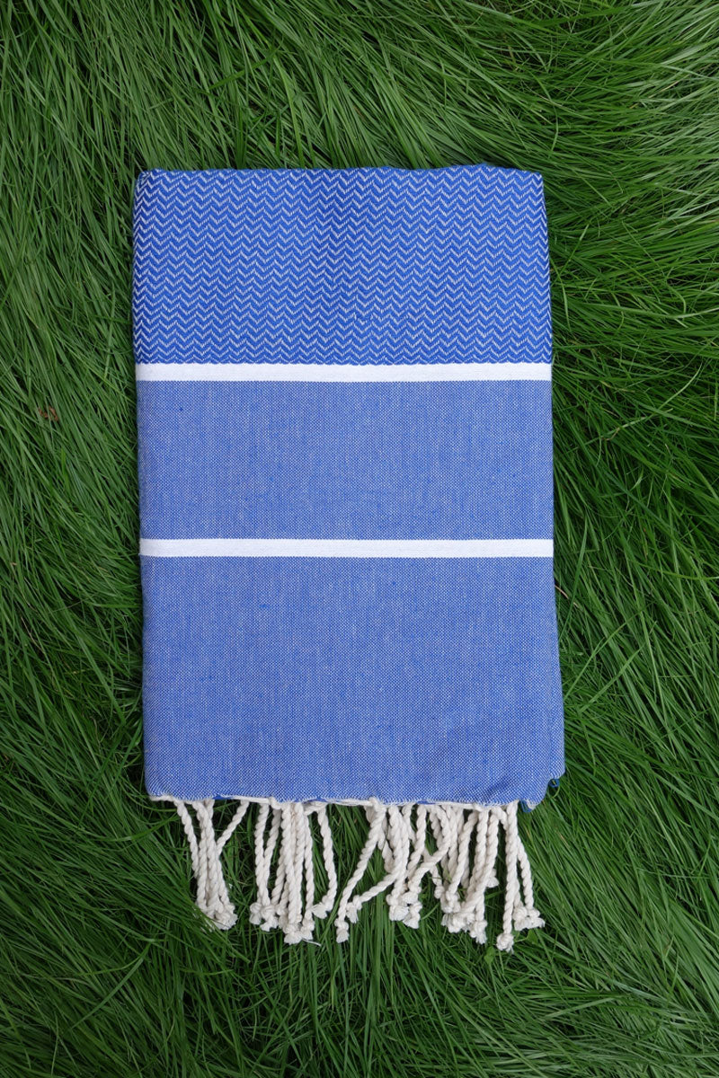 Hamam Blanket Wave Herringbone blue - Coudre Berlin