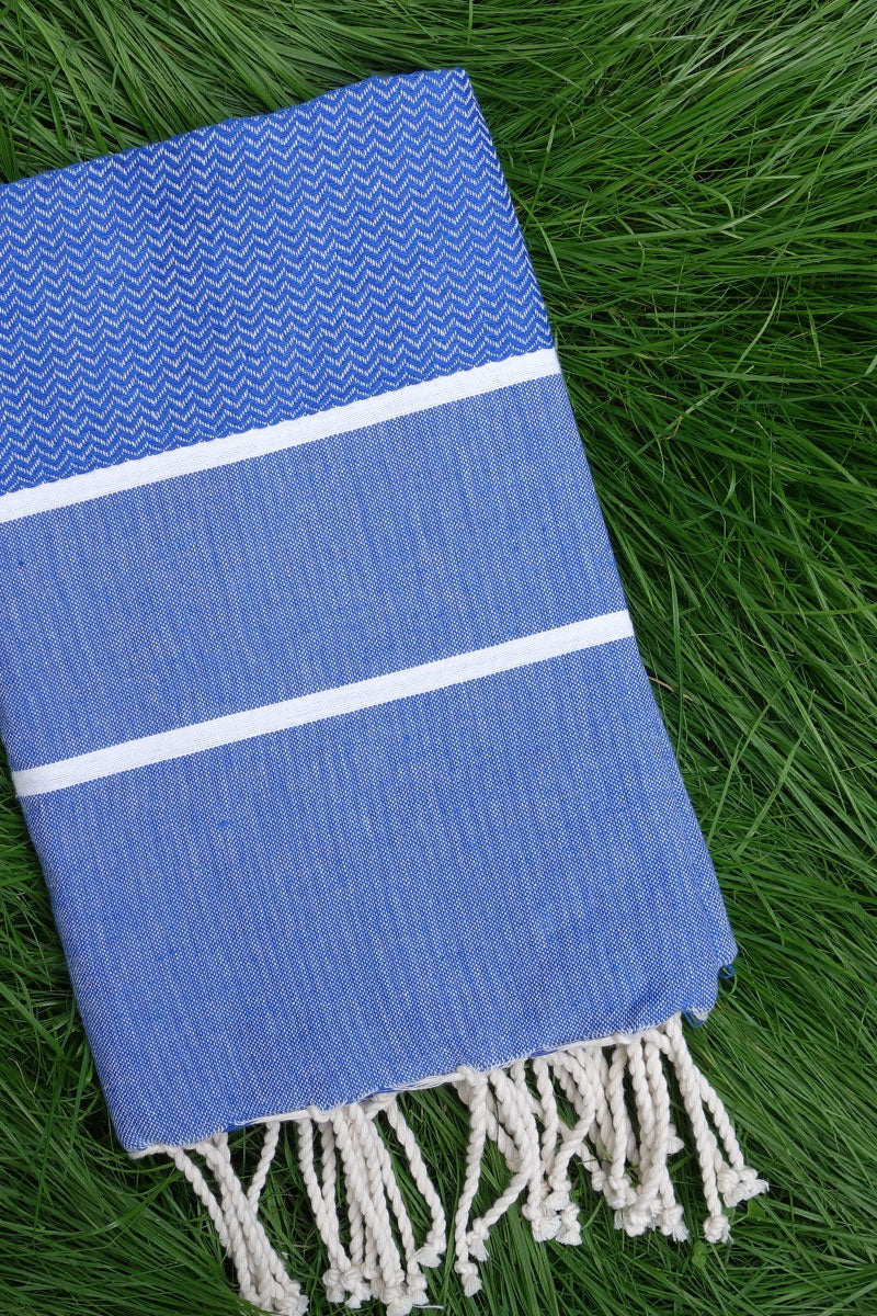 Hamam Blanket Wave Herringbone blue - Coudre Berlin