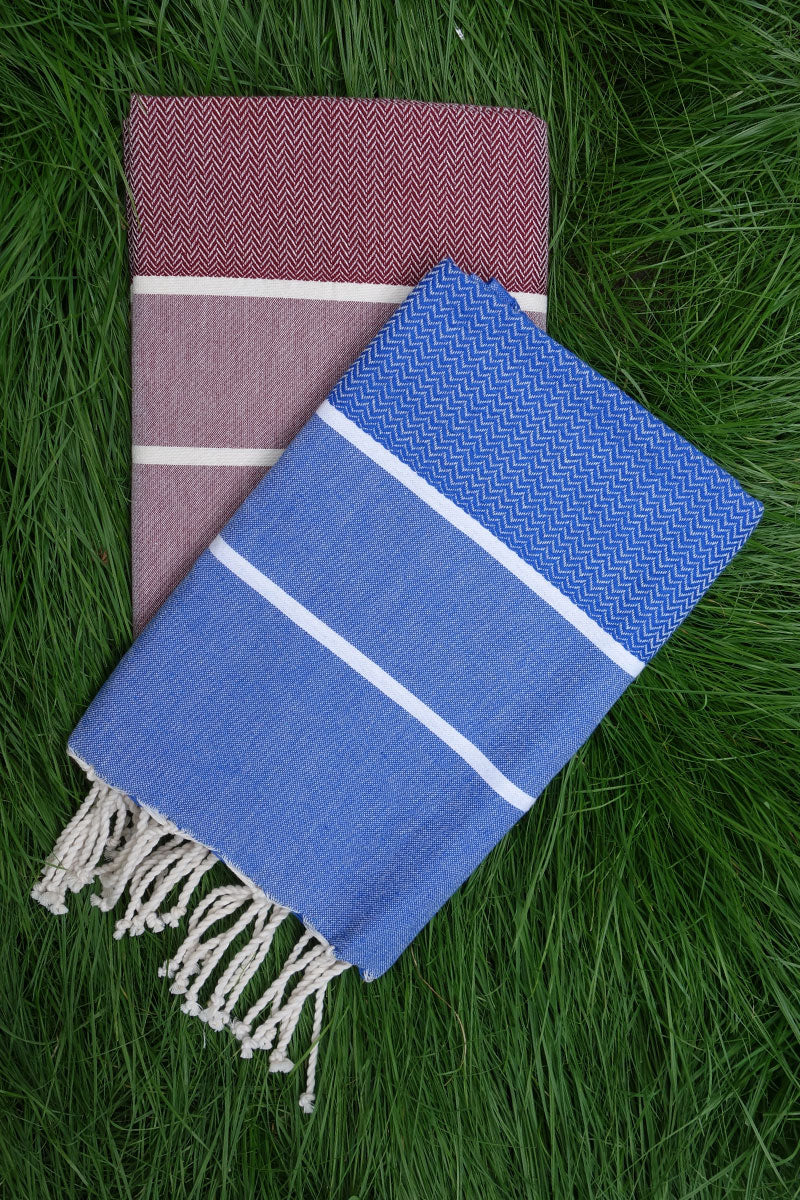 Hamam Blanket Wave Herringbone blue - Coudre Berlin