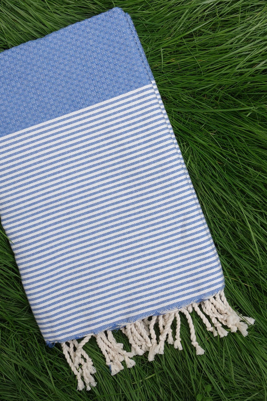 Hamam Blanket Honeycomb Stripe clear sky - Coudre Berlin