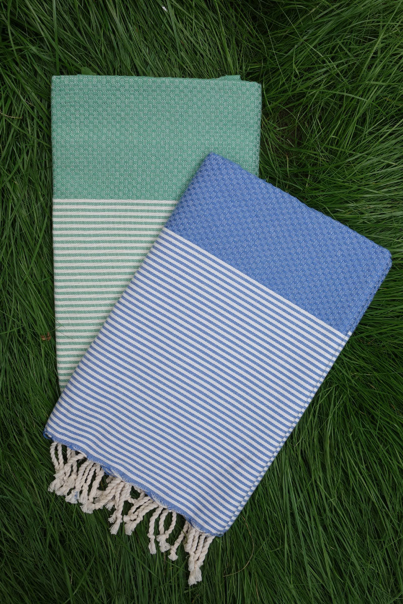 Hamam Blanket Honeycomb Stripe clear sky - Coudre Berlin