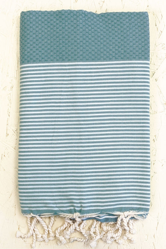 Hamam Blanket honeycomb teal - Coudre Berlin