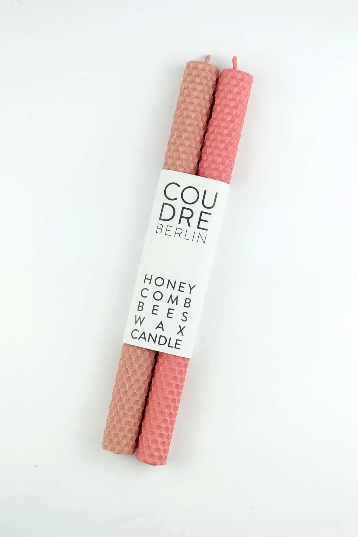 handgefertige farbige Bienenwachskerzen / dusty rose & pink peach