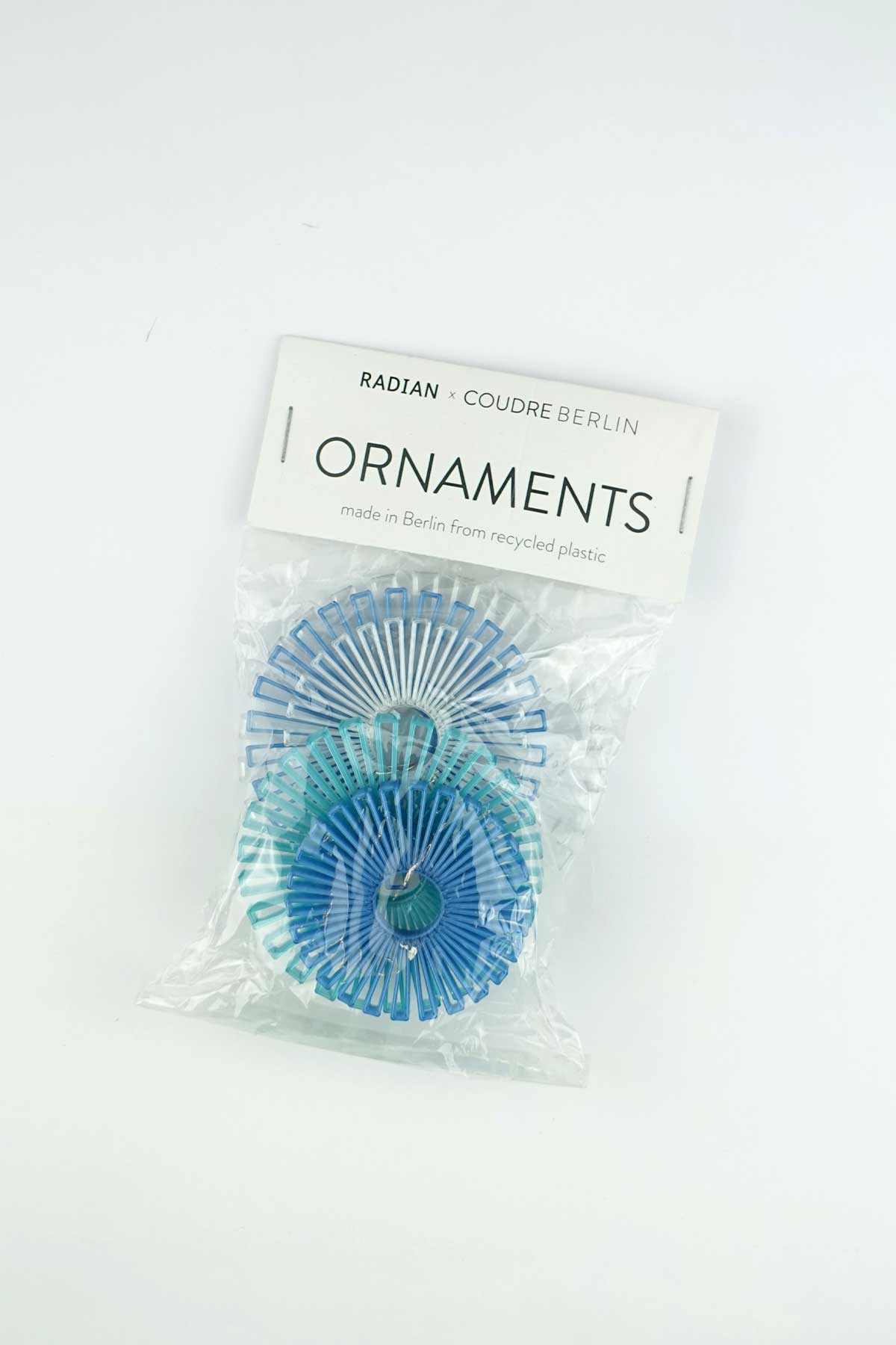 Ornaments - decorative hangers made from recycled plastic - steel blue, snow white, turquoise